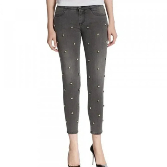 Stella McCartney Jeans Skinny Denim Embellished Rhinestone Jeweled Gray Size 27 - Picture 1 of 13